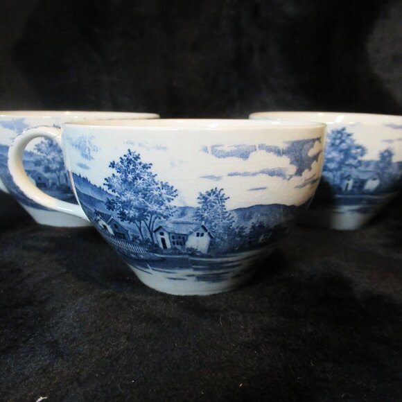 Vintage Holmar English Village Japan Teacup Coffee Set of 3 (* 1 Flawed) - Picture 1 of 7
